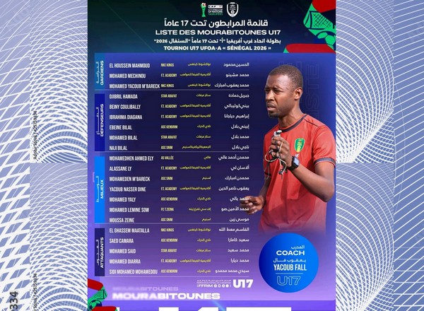 Mourabitounes U17-Tournoi UFOA-A : Yacoub Fall dévoile une liste de 21 joueurs 
